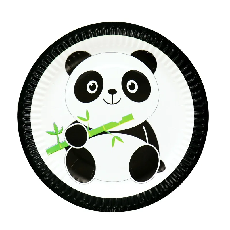 10pcs Panda Plates Животное пчела панда набор бумажной посуды баннер фото рама гирлянда конфетти коробка конфет для детского душа День рождения Свадьба - Цвет: 10pcs Panda Plates