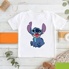 Летняя Новинка, уличная футболка Disney с коротким рукавом, Прямая поставка, футболка с Лило и стичем, детская модная футболка с мультяшным рисунком, Детская свободная Удобная футболка