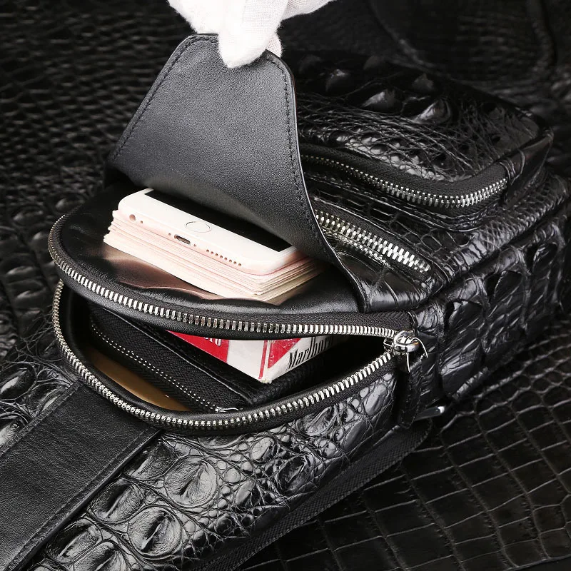 mcparko mens luxury crocodile chest bag crossbody bag genuine leather alligator paw design chest bag hip hop streetwear chestbag free global shipping