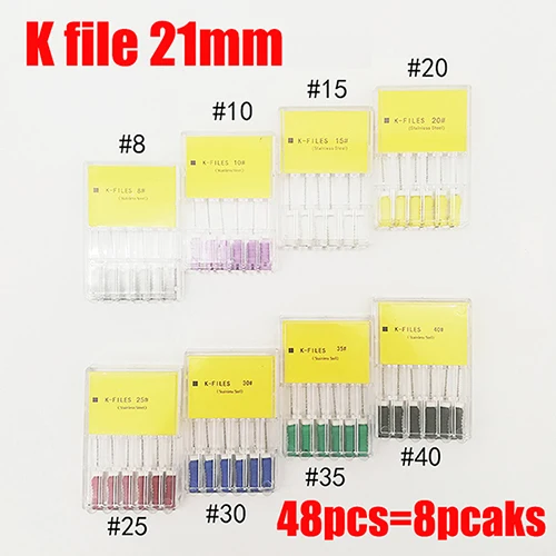 1 set(8 packs) 8 пачек#8-#40 21 мм стоматологические K файлы корневой канал стоматология Эндодонтические Инструменты Стоматологические Инструменты ручное использование из нержавеющей стали - Цвет: 1 set(8 packs)