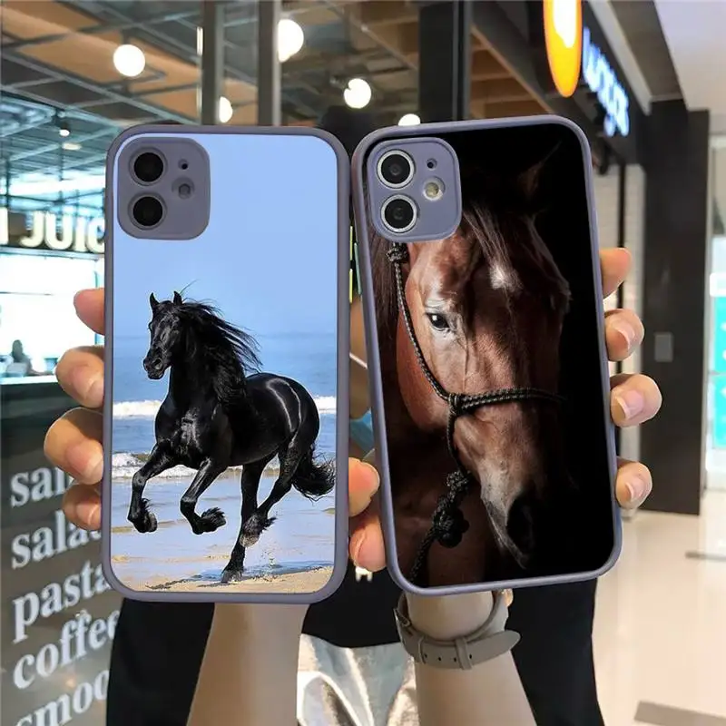 

Handsome Horse Animal Phone Case Matte Transparent for iPhone 7 8 11 12 s mini pro X XS XR MAX Plus cover funda shell