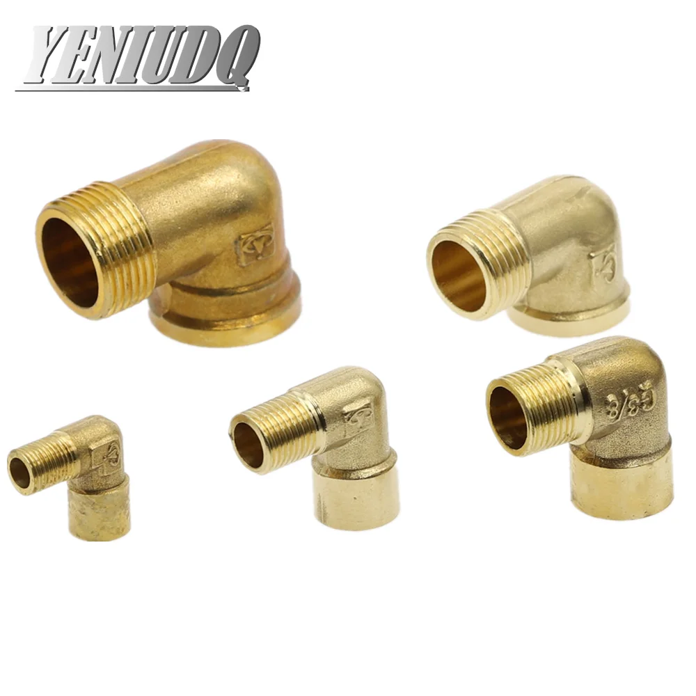 

1/8" 1/4" 3/8" 1/2" Female x Male Thread 90 Deg Brass Elbow Pipe Fitting Connector Coupler For Water Fuel Copper