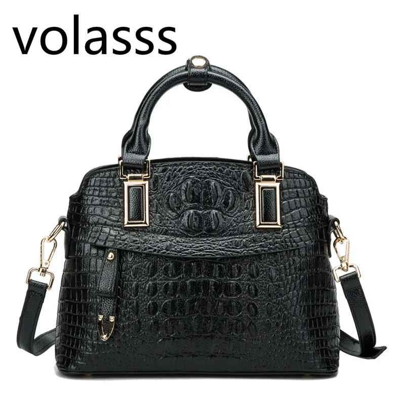 Женская сумка из крокодиловой кожи вместительная мессенджер в стиле ретро