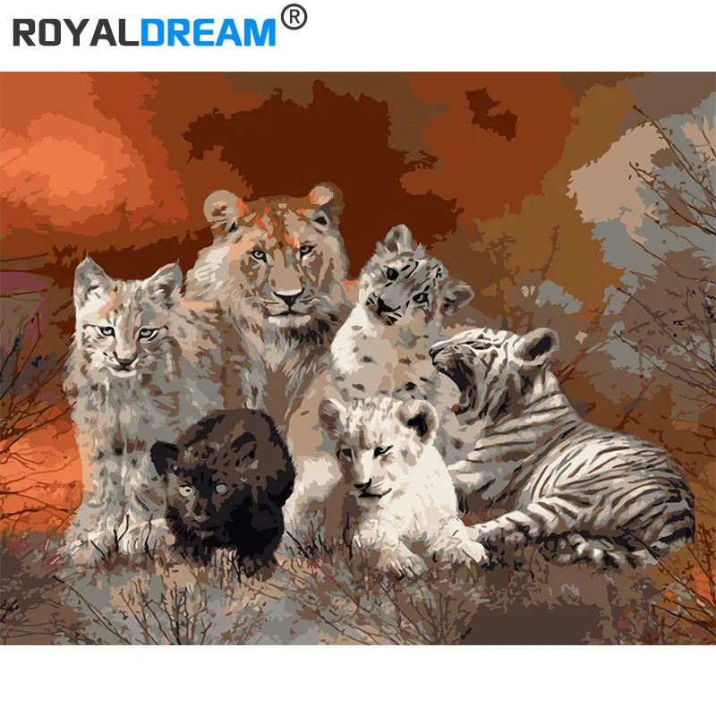 Семейная картина ROYALDREAM The Lion по номерам холст для дома Настенная гостиной