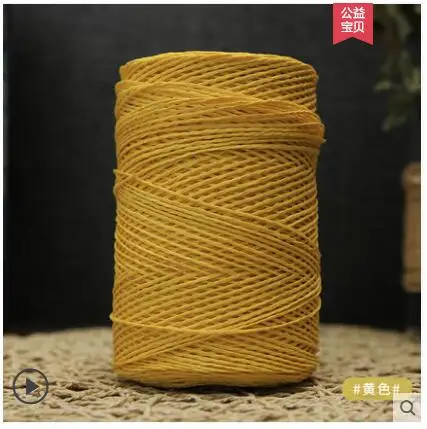 yellow 500 г/рулон ручного вязания пряжа соломенные из пальмового волокна веревка мягкая пряжа для вязания крючком пряжа для ручной работы летняя шляпа материал поставщик - Цвет: yellow