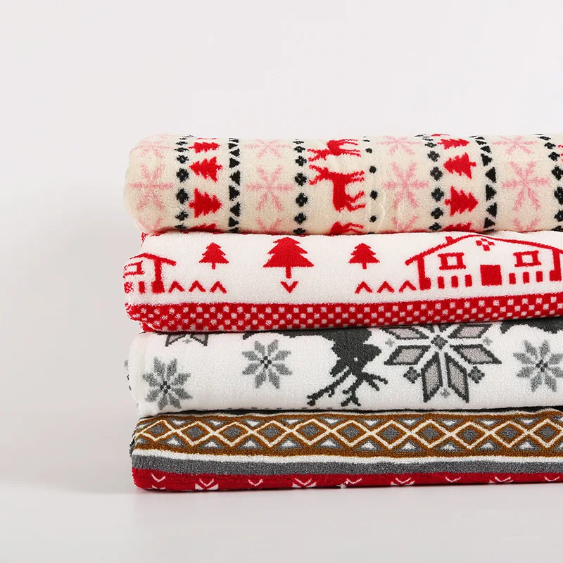 

Merry Christmas Plaid Blankets Throw Wool Blankets For Beds Double Layer Winter Comfort Cotton Fluffy Plush Blanket Dropshipping