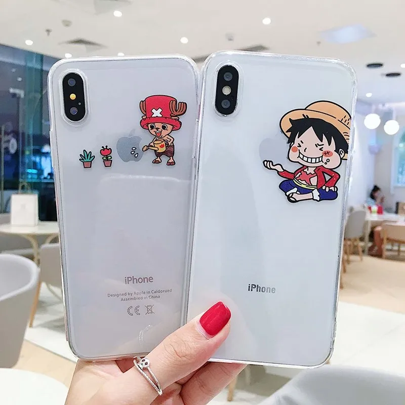 Мультяшный цельный чехол для iphone X XR XS Max 11 Pro 8 7 6 s Plus аниме Луффи Саурон мягкий