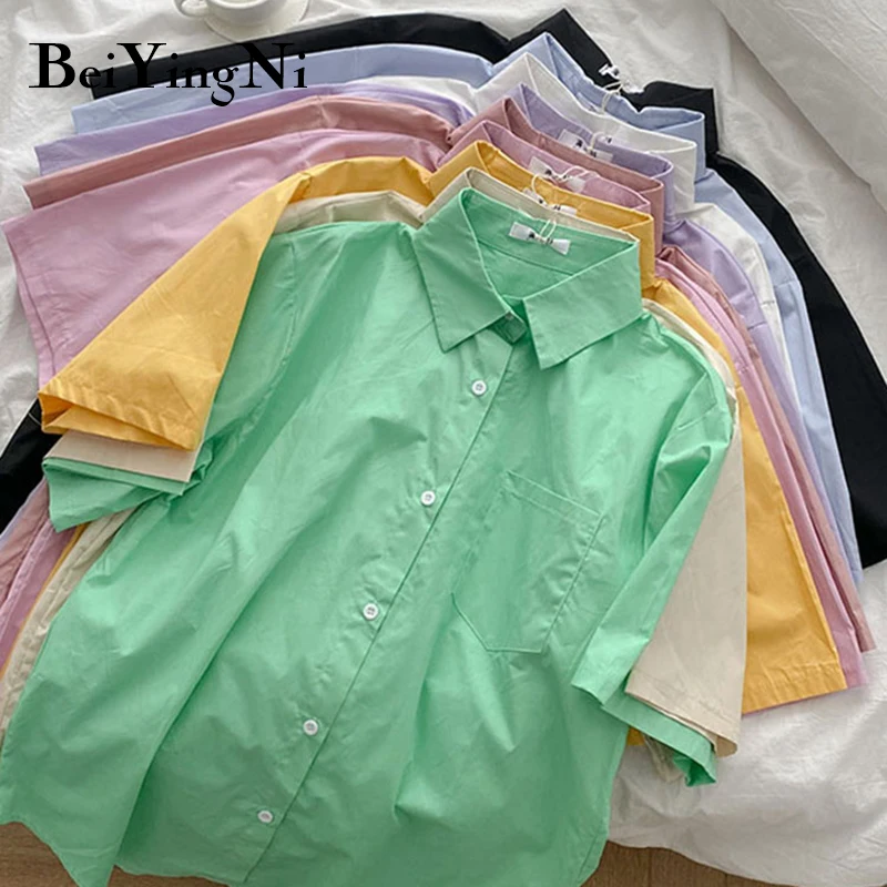 

Beiyingni 2021 летние рубашки для мальчиков с пуговицами в стиле ретро простая женская обувь для отдыха в винтажном стиле; Блузы с коротким рукаво...