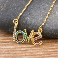 2020 new arrival love letter pendant necklace gold color name jewelry chain chocker for women girls birthday wedding party gift