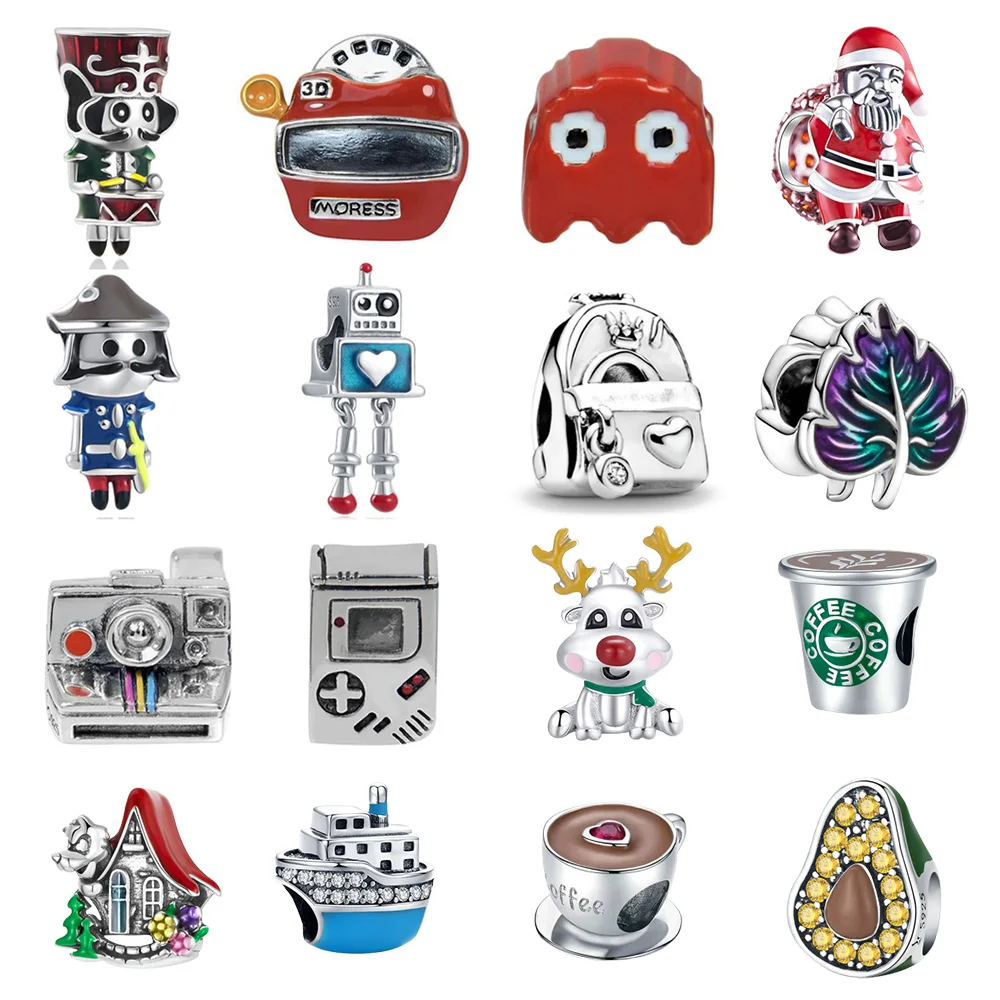 

Игровой автомат детства из серебра 925 пробы, Фотокамера, искусственные бусины, подходят для оригинального браслета Pandora с шармами, ювелирные...