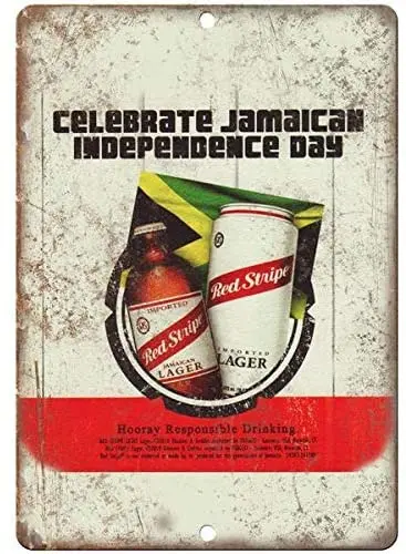 

Tollyee Red Stripe Jamaican Lager Vintage Beer Ad Reproduction Metal Sign 8 X 12 inches