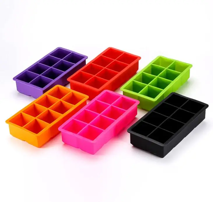 

50pcs/lot Black 8 Big Cube Giant Jumbo Large Silicone Ice Cube Square Tray Mold Mould SN2115