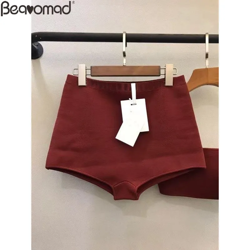 Bearomad Summer Women 2021 Fashion Beach Vacation Sexy Strapless Super-Short Coat+Slim Skinny Shorts