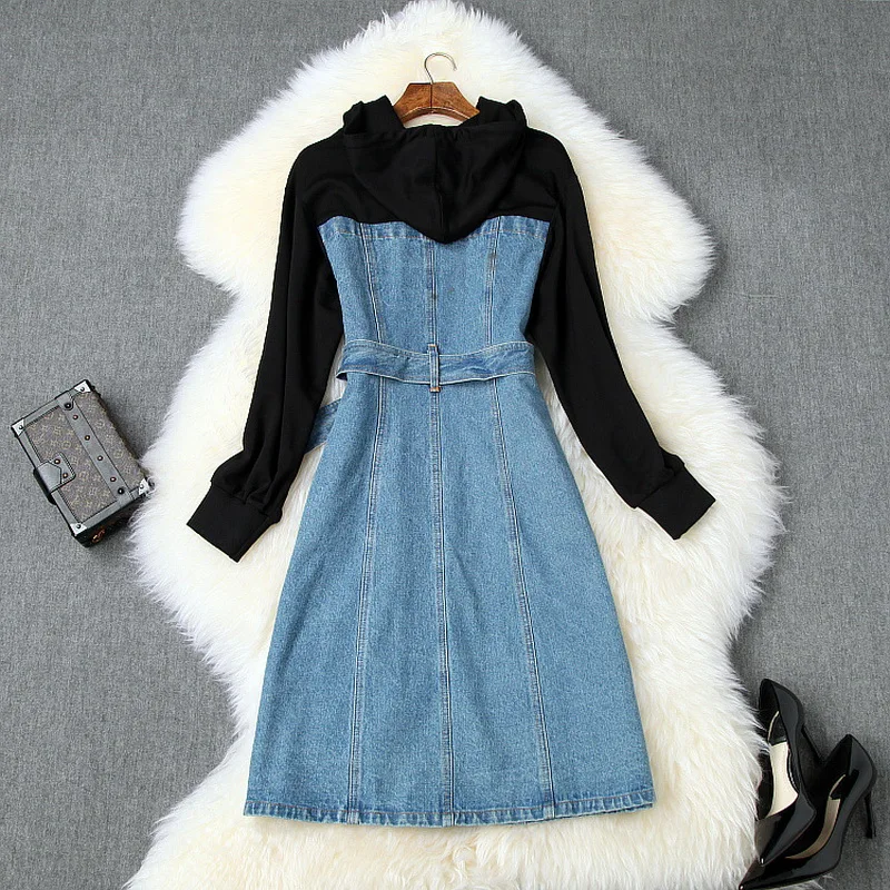 Платье с капюшоном 2020 весенние повседневные модные стильные женские хлопковые