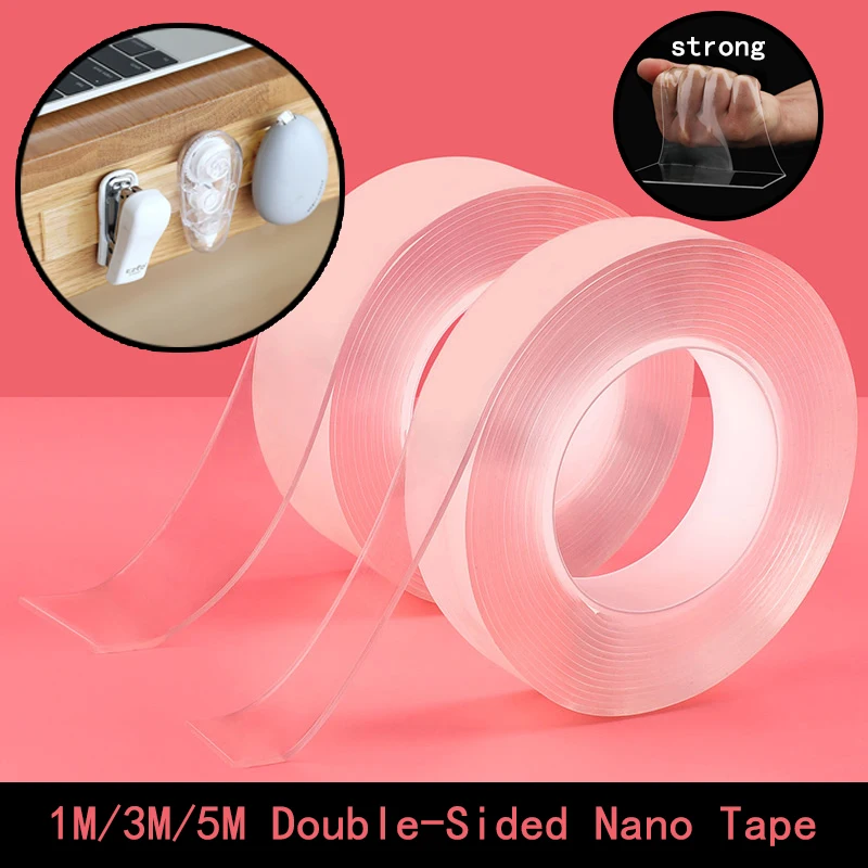 

1M/3M/5M Transparent Nano Tape Washable Reusable Double-Sided Tape Adhesive Nano-no Trace Paste Fixer tape Cleanable House