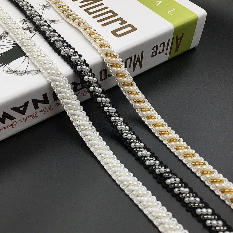 

10 Yards Factory Direct Multi-Color Clothing Accessories DIY Accessories Elastic Beaded Lace Handmade Pearl Beaded Collar trim