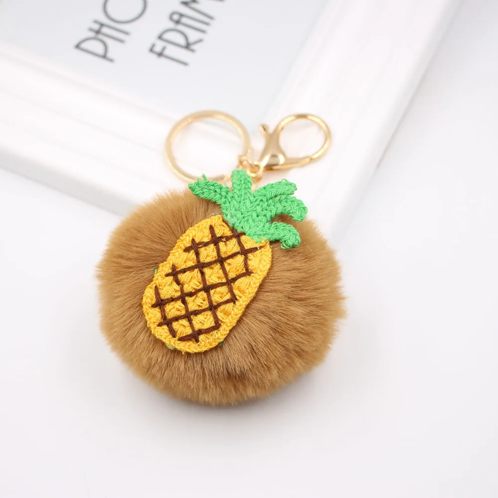 

WANGAIYAO cute fruit avocado hair ball keychain girl small daisy sun flower creative car wallet pendant ornament