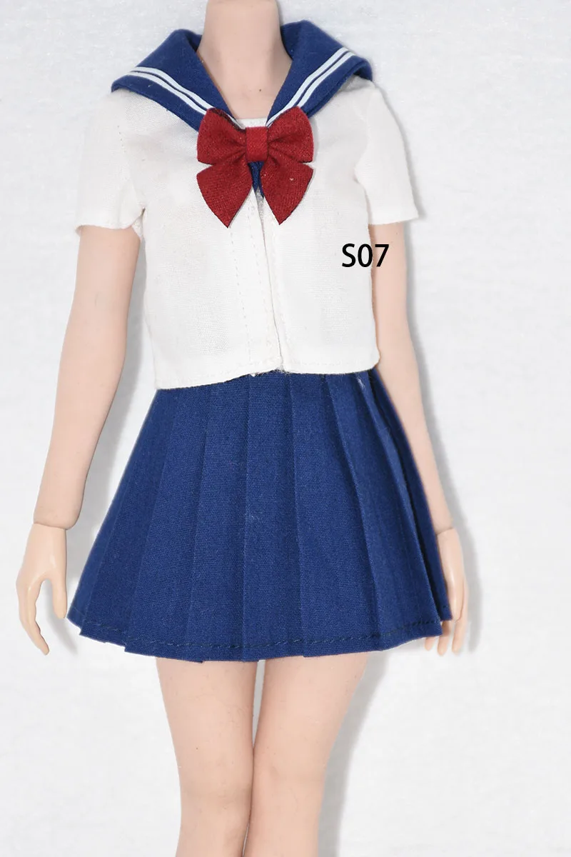 

1/6 Student Uniform Shirt Skirt Clothes Set Fit 12'' Female Soldier Action Figure Body
