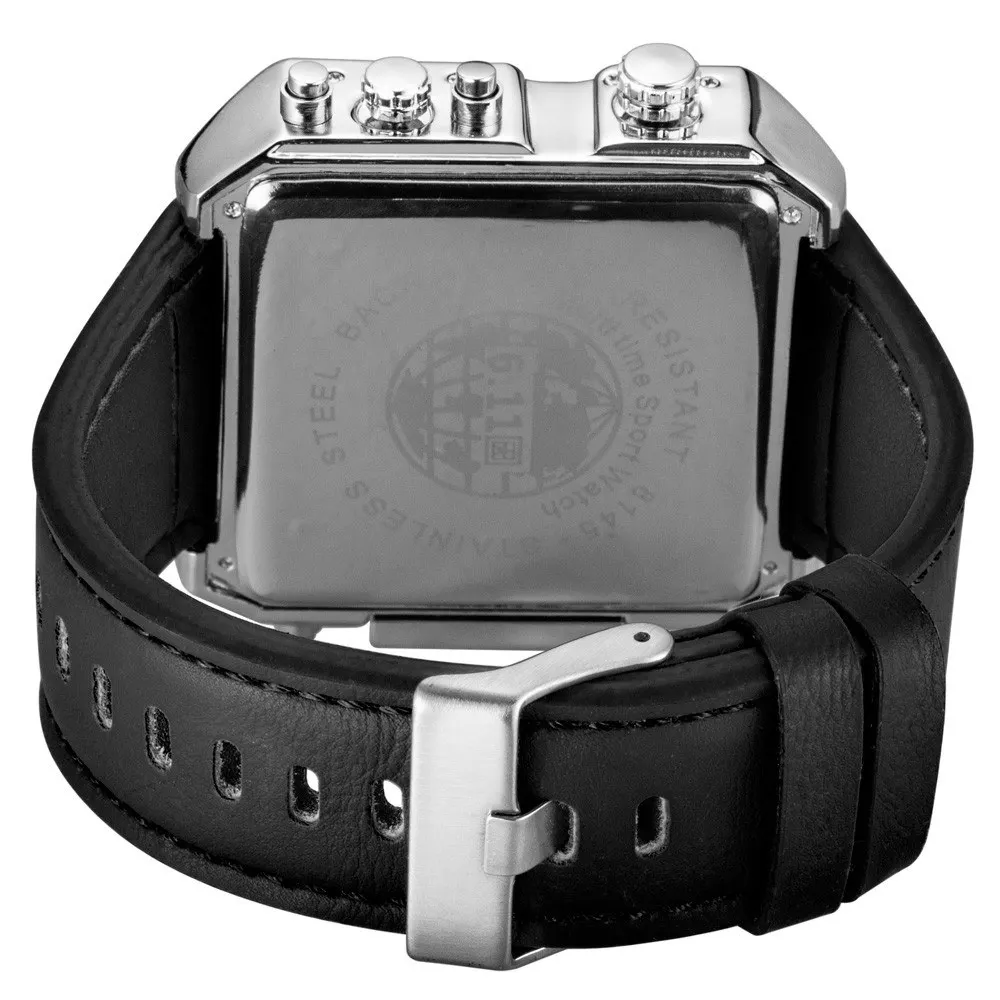 

Men Leather Band Rectangle Dial Analog Quartz Watches Drop shipping