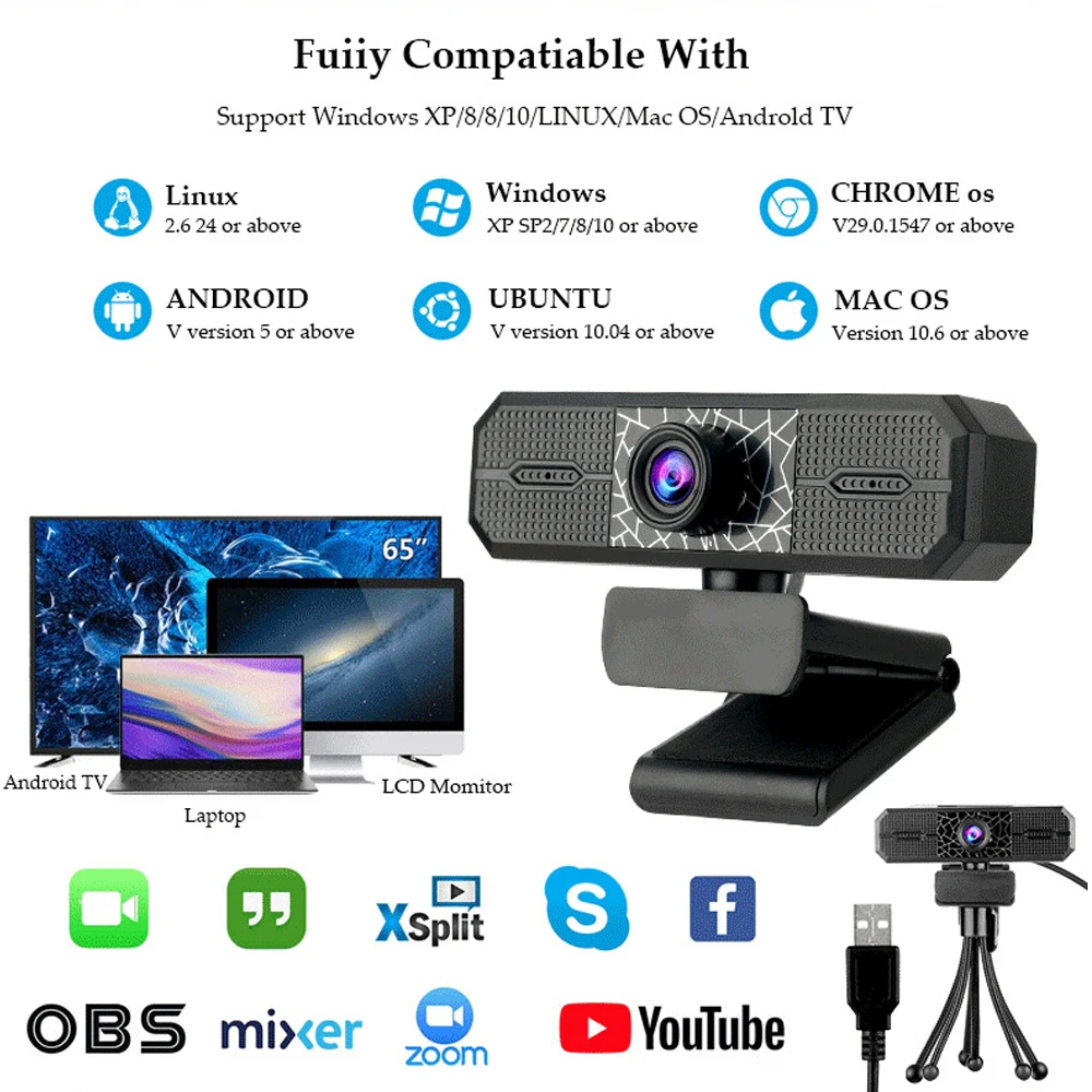 

4K/2K Webcam with Microphone HD Computer Camera for Desktop PC Laptop USB Camera for Video Calling Conference Gaming Web Camera