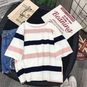 Полосатая рубашка женские хлопковые летние топы Харадзюку духи дизайнер Karl Lagerfeld