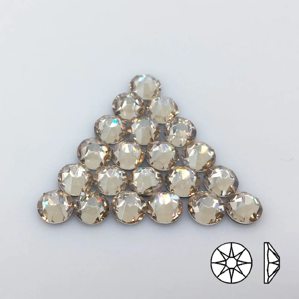 Цвет шампанского золотые тени (8 больших + 8 маленьких) Горячая фиксация стразы из