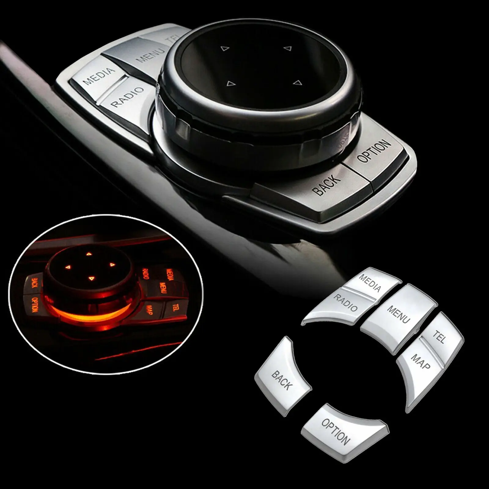

For BMW 3 4 5 6 X1 X3 X5 X6 IDrive Car Multi-Media Control Knob Button Cover