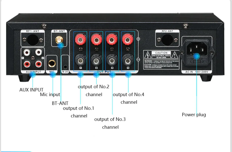 저렴한 4 존 블루투스 스피커 Kit-8x 35W 블랙 벽 마운트-홈 바 앰프 Treble Bass Echo One 마이크 입력