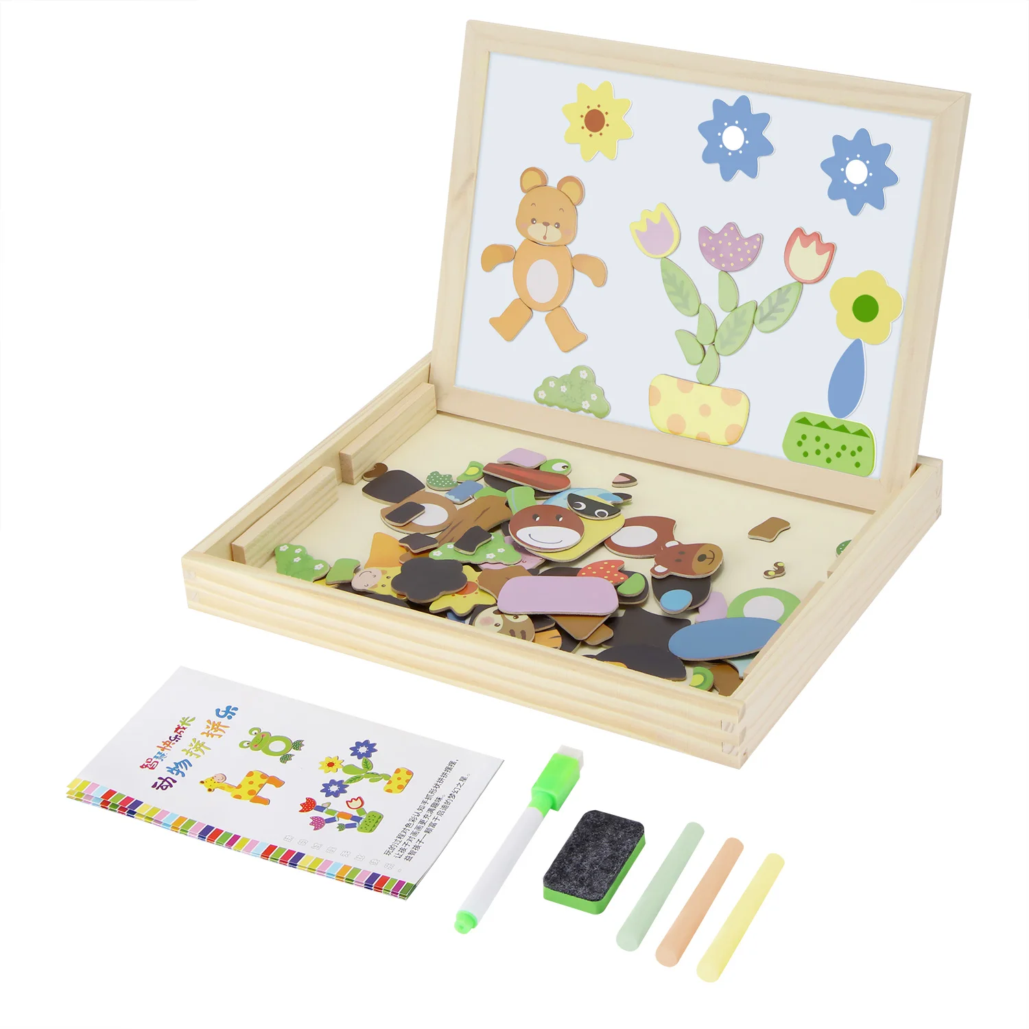 

Cartoon Wooden Puzzle Toy Animal Tree Puzzle Multifunctional Drawing Board for Kid Room Nursery