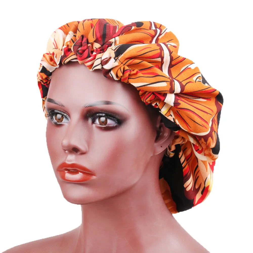 

Print African pattern Muslim Bonnet Women Satin Hijab Turban Cap