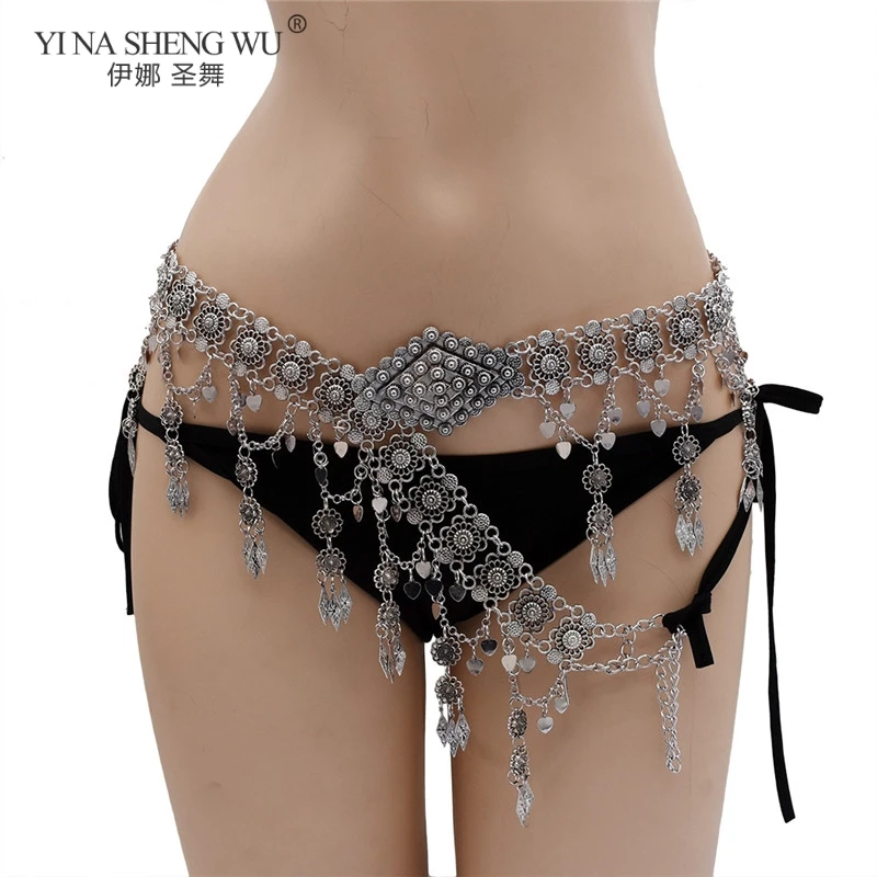 Цыганский богемный пояс для танца живота цепочка на талию инкрустация цветок