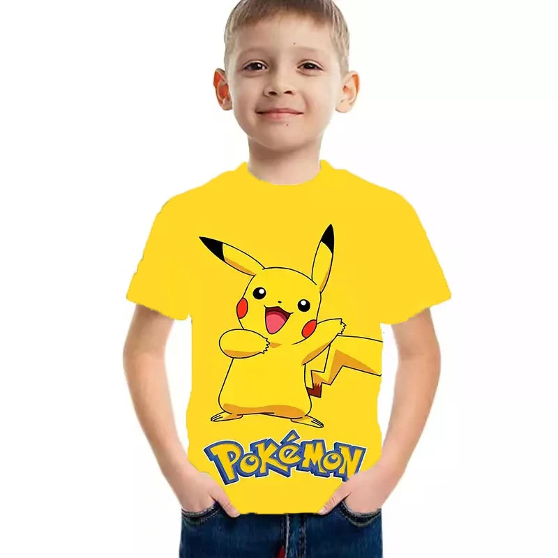 

POP 3D Printed Kids T-Shirt Anime Pikachu Short Sleeve manga Costume Cool Funny Kawaii Cute Tshirts Harajuku Casual Tee Shirt