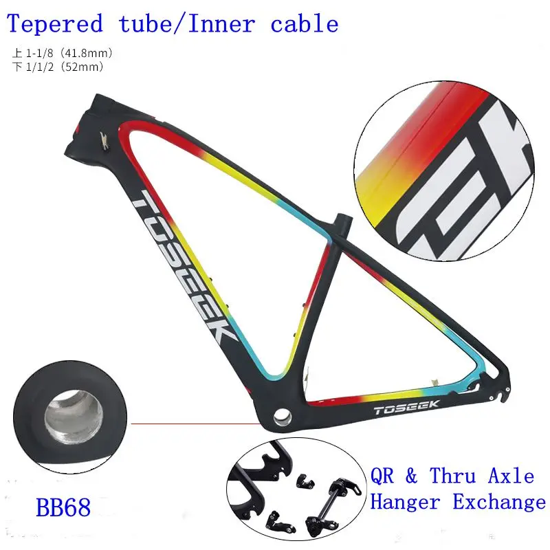Toseek MTB рама для горного велосипеда 26 27,5 er* 15 17 19 дюймов Полностью углеродная подвеска T800 высокоуглеродное волокно детали для рамы велосипеда