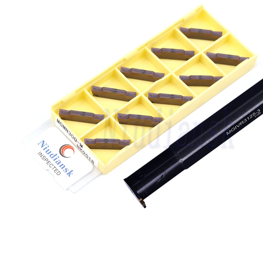 

1pc MGIVR2925 MGIVR3125 Grooving Tool Holder +10pcs MGMN150 MGMN200 MGMN250 MGMN300 MGMN400 Carbide Inserts CNC Lathe Tool Set