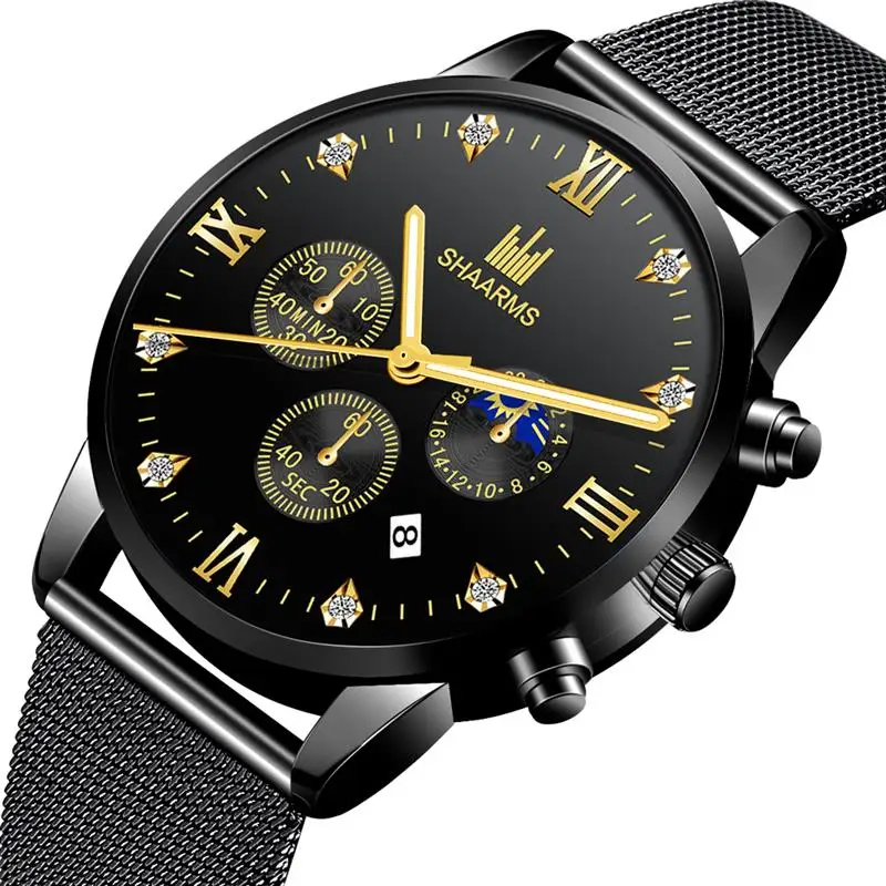 Новинка 2019 шикарные мужские роскошные часы модные бриллиантовый циферблат