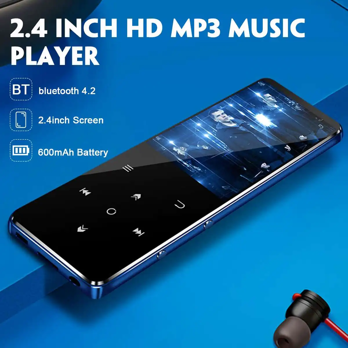 Mp3-плеер 2 4-дюймовый HD сенсорный экран IPX4 водонепроницаемый музыкальный bluetooth
