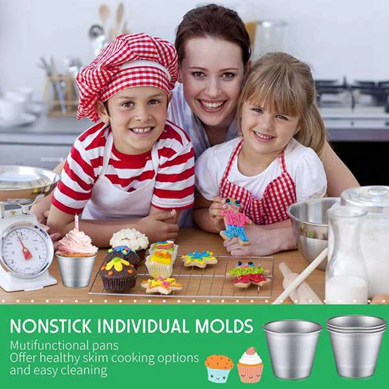 

16PCS Non-Stick Pudding Cups Egg Tart Mold Ramekin Dipping Sauce Cup Chocolate Molten Pudding Cups Raspberry Mold