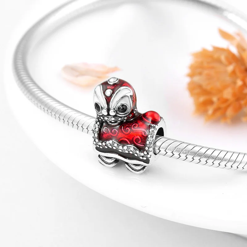Китайский традиционный танец льва серебро 925 пробы модные бусины подходят к