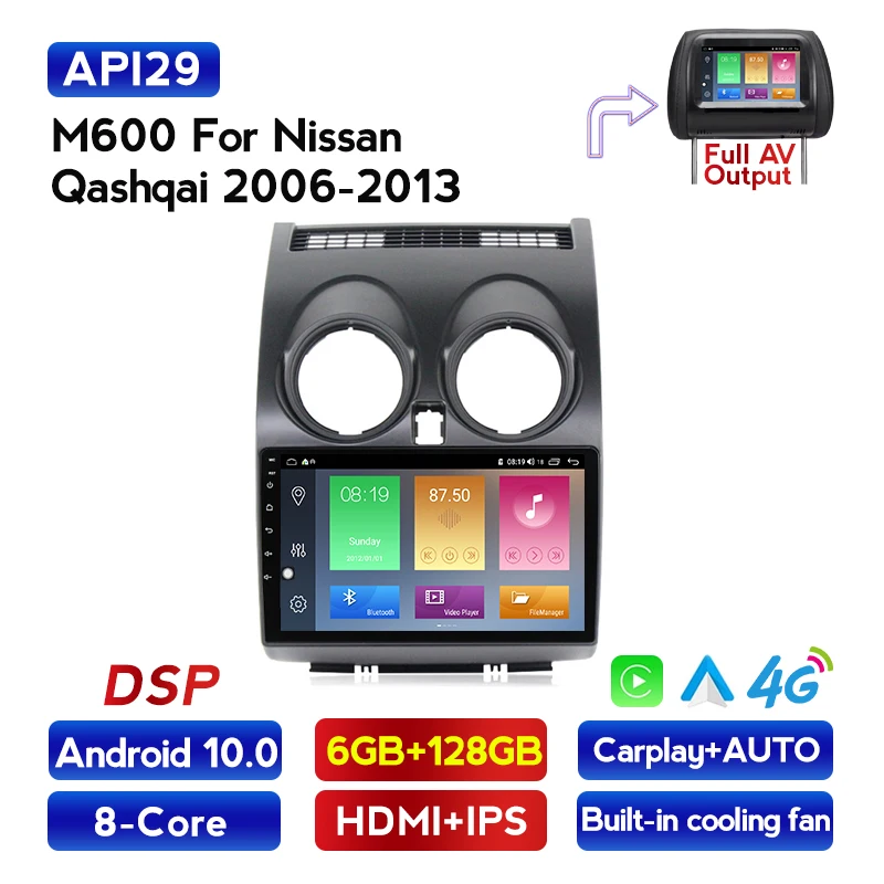 MEKEDE HD 1024X600 4G LTE автомобильный мультимедийный плеер навигация GPS радио для Nissan Qashqai
