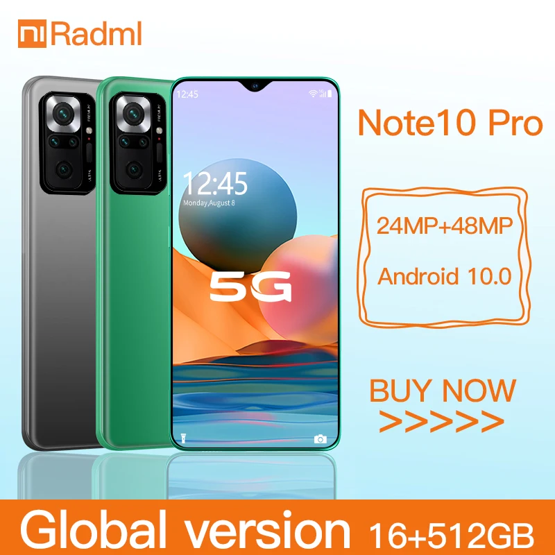 

Note10 Pro 6.7 Inch Smartphone Global Original Android Mobile Phone 6000mah Battery Supports Google WIFI 5G Cellphone