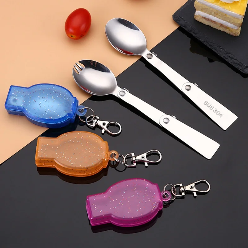 Портативная Складная простая ложка из нержавеющей стали набор креативных