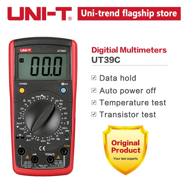 UT39C UNI-T ручной Диапазон Цифровой мультиметр UT39A/B/C/E UNI T мультитестер Конденсатор Транзистор тестер DC AC Вольт Частотомер - Цвет: UT39C