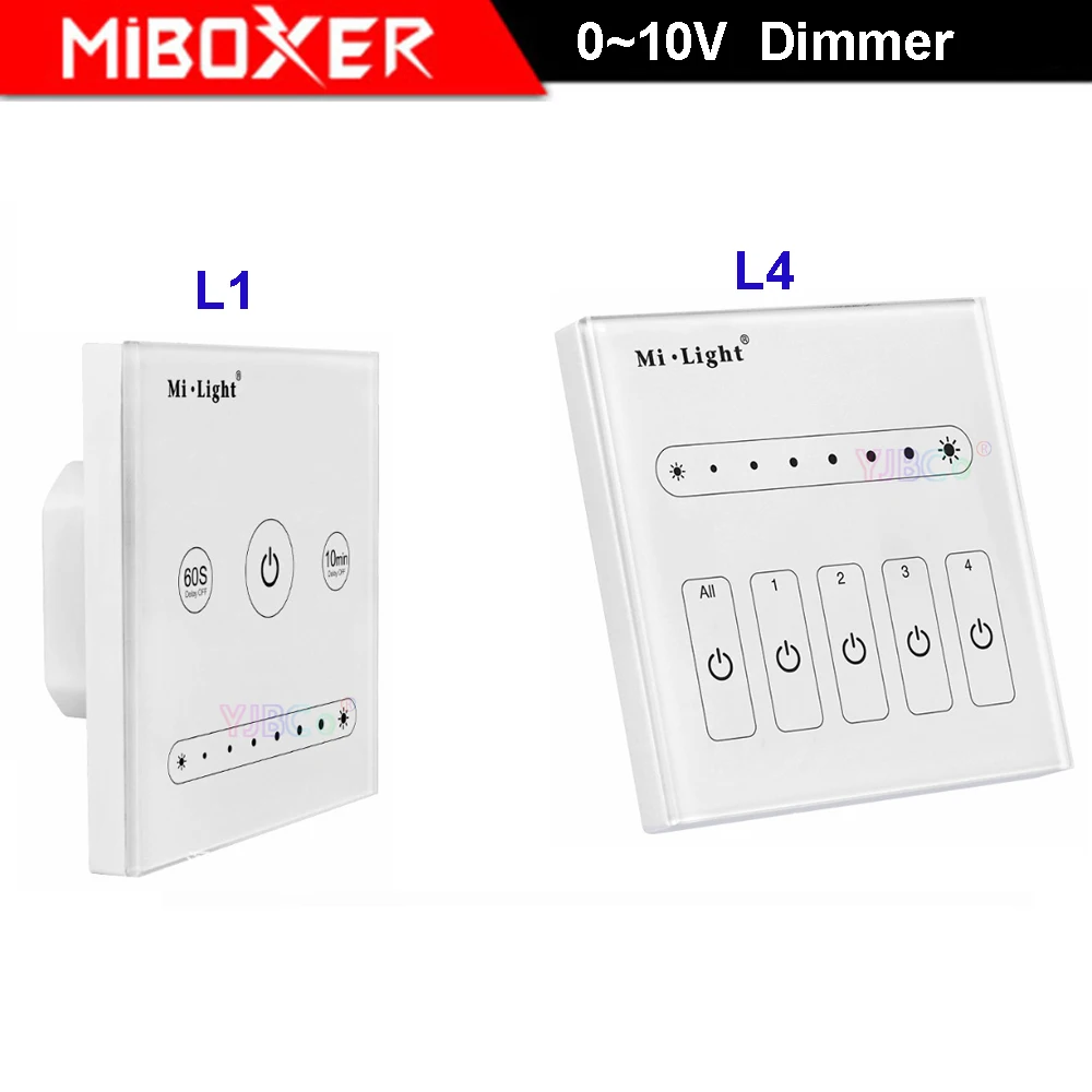 

MiBOXER L1 L4 1/4 channels output,independent control,Wall-mounted 4-Channel 0~10V led light lamp bulb Panel Dimmer AC100~240V