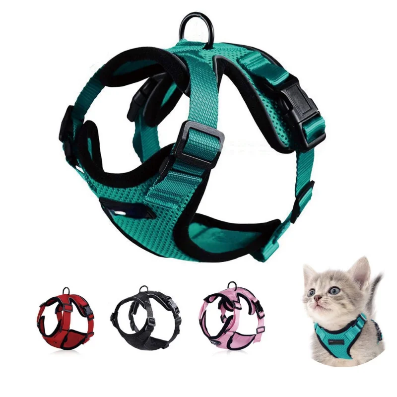 

Cat Harnes and Leash Set for Escape Proof Cat Vest Harness with Reflective Strips Adjustable Soft Mesh Vest for Kitten Puppy2021