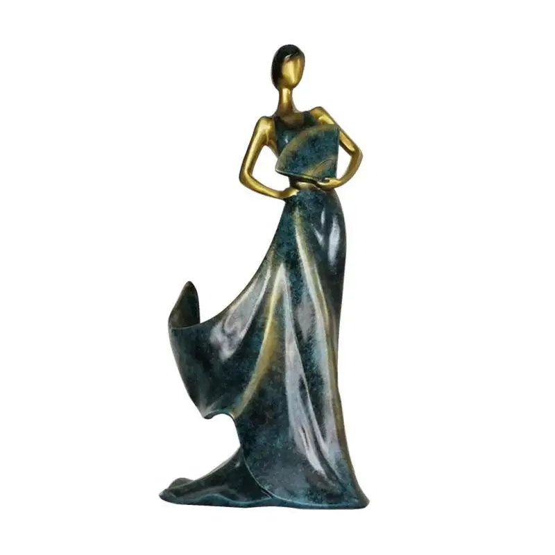 

Creative Home Decorative Figurines Ornaments Modern Minimalist Blue Take Fan Beauty Wine Rack Decoration Creative Wedding Craft
