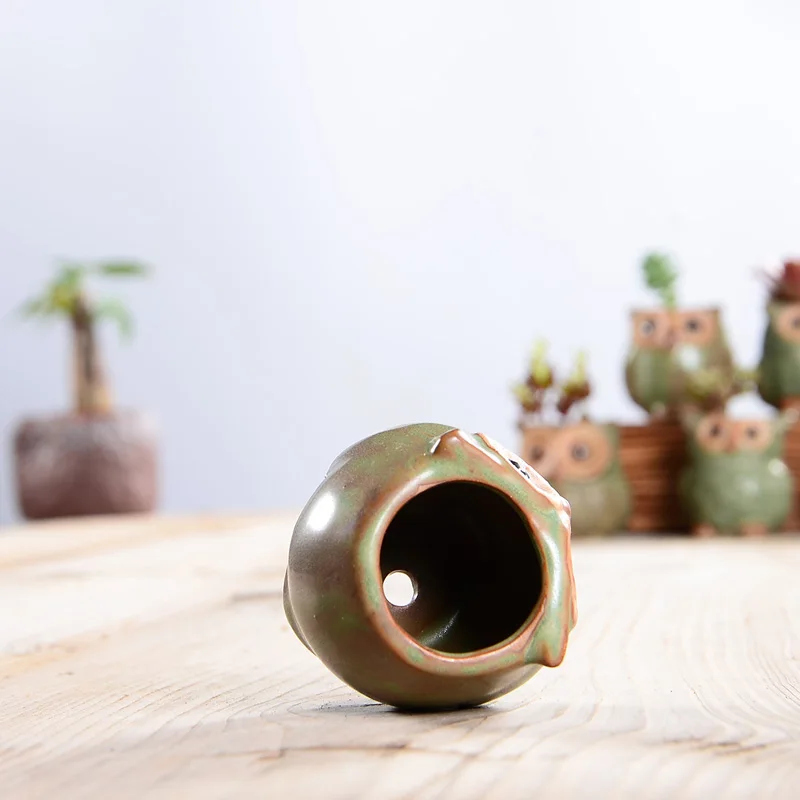 

5Pcs Mini Ceramic Owl Shape Flowerpots Suits Retro Cute Cartoon Sheep Animal Succulents Pot DIY Home Garden Office Desktop Decor