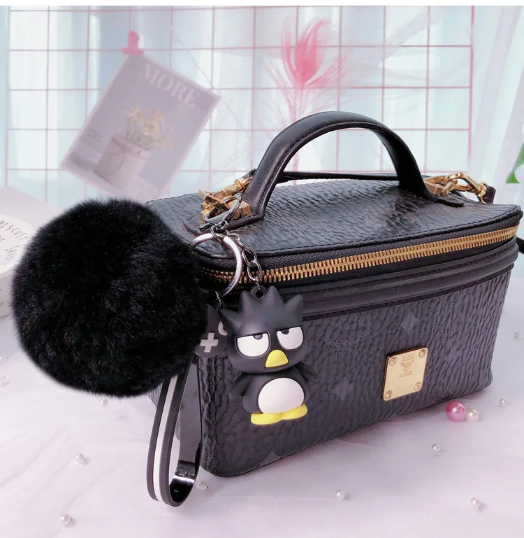 

New Kuromi Hairball Keychain Cool Penguin Big Ear Dog Keyring Ladies Bag Pom Poms Keychain Gift