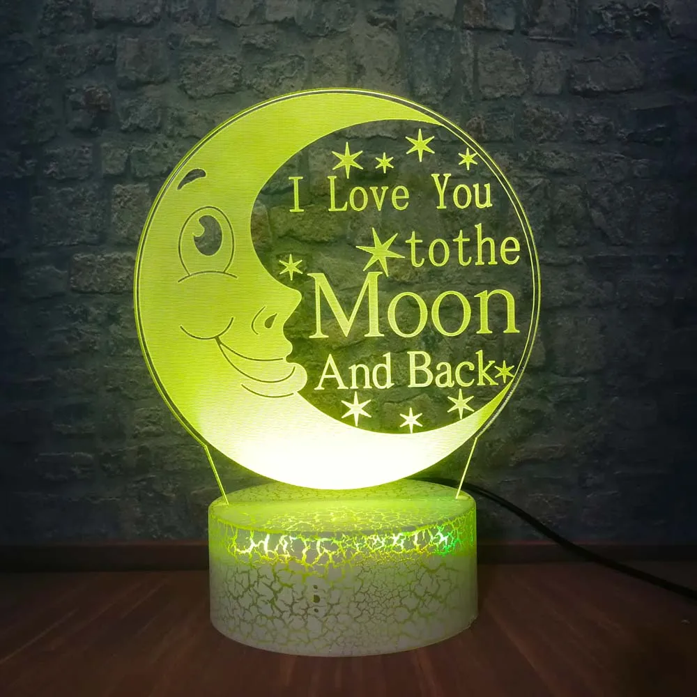 I LOVE YOU TO THE MOON AND BACK 3D светодиодный Настольный светильник в романтическом стиле