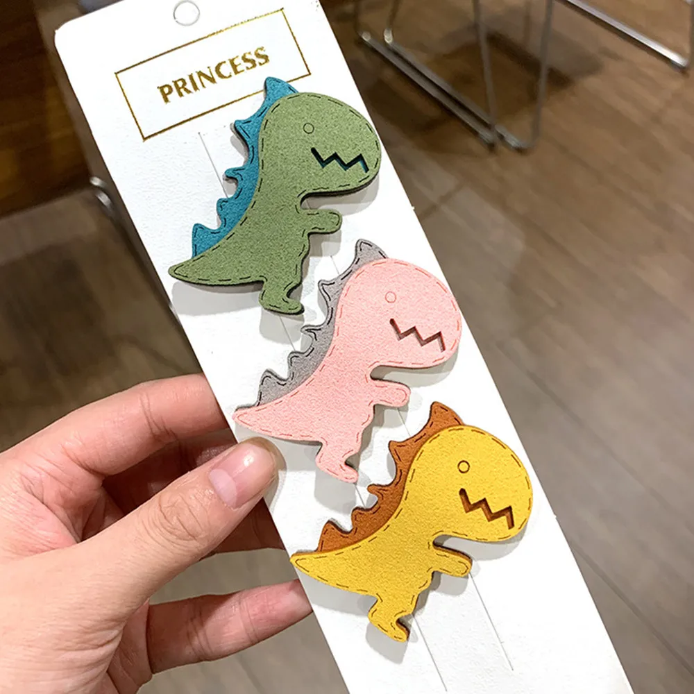 Модные милые заколки для волос с мультипликационным динозавром девочек ручной