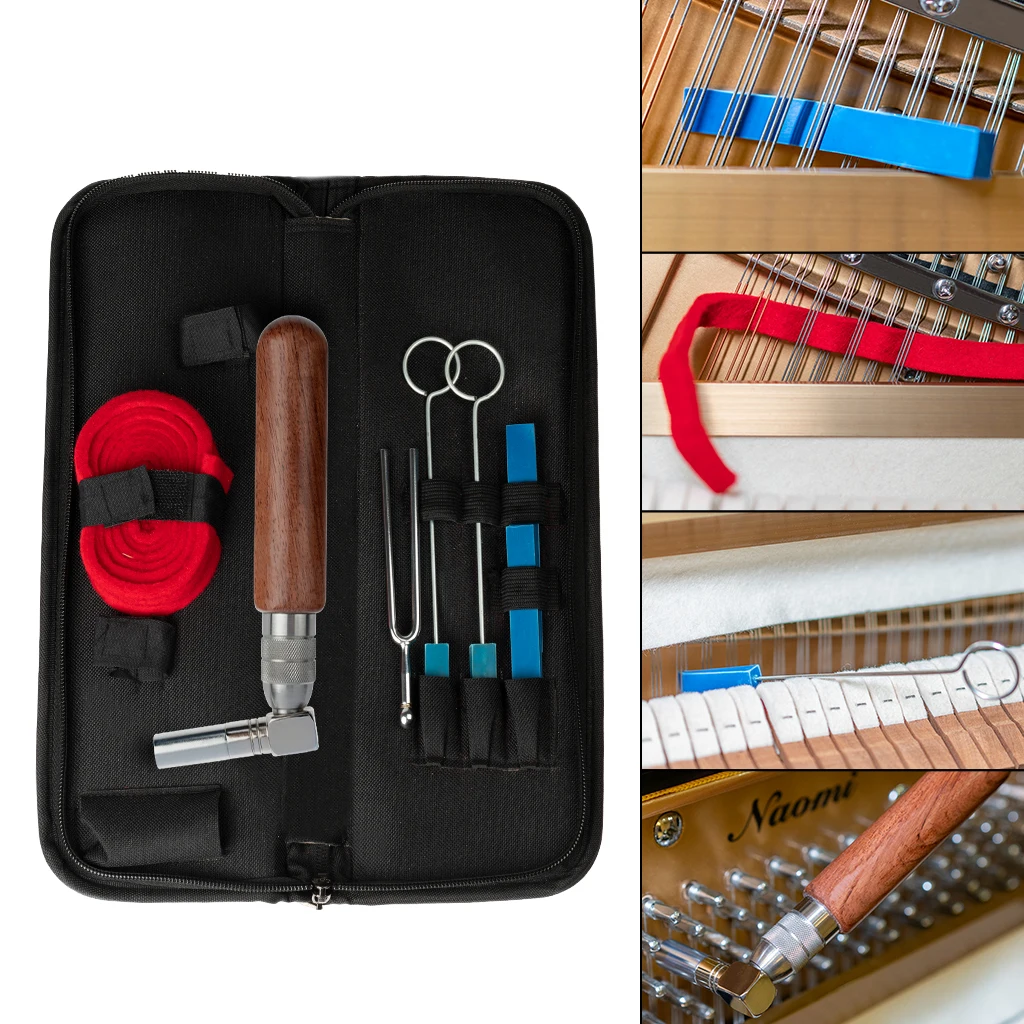 Piano Tuning Kit With Rosewood Handle Hammer Rubber Wedge Mute Tuning Fork+Case Piano Tools enlarge